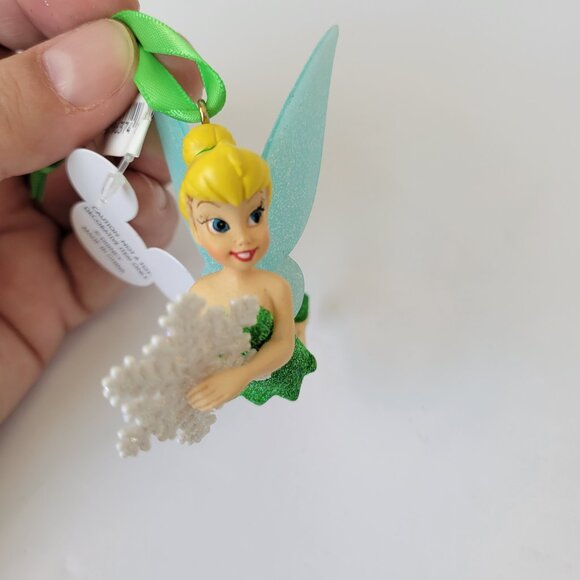 RARE Disney Parks Christmas Ornament Tinker Bell Holding a Snowflake NWT - Picture 4 of 9